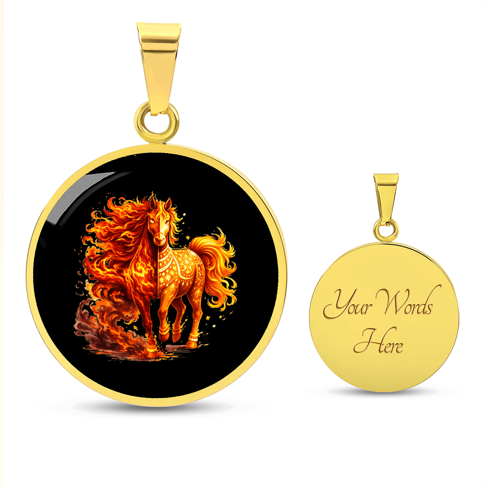 Fire Horse necklace in gift box presentation