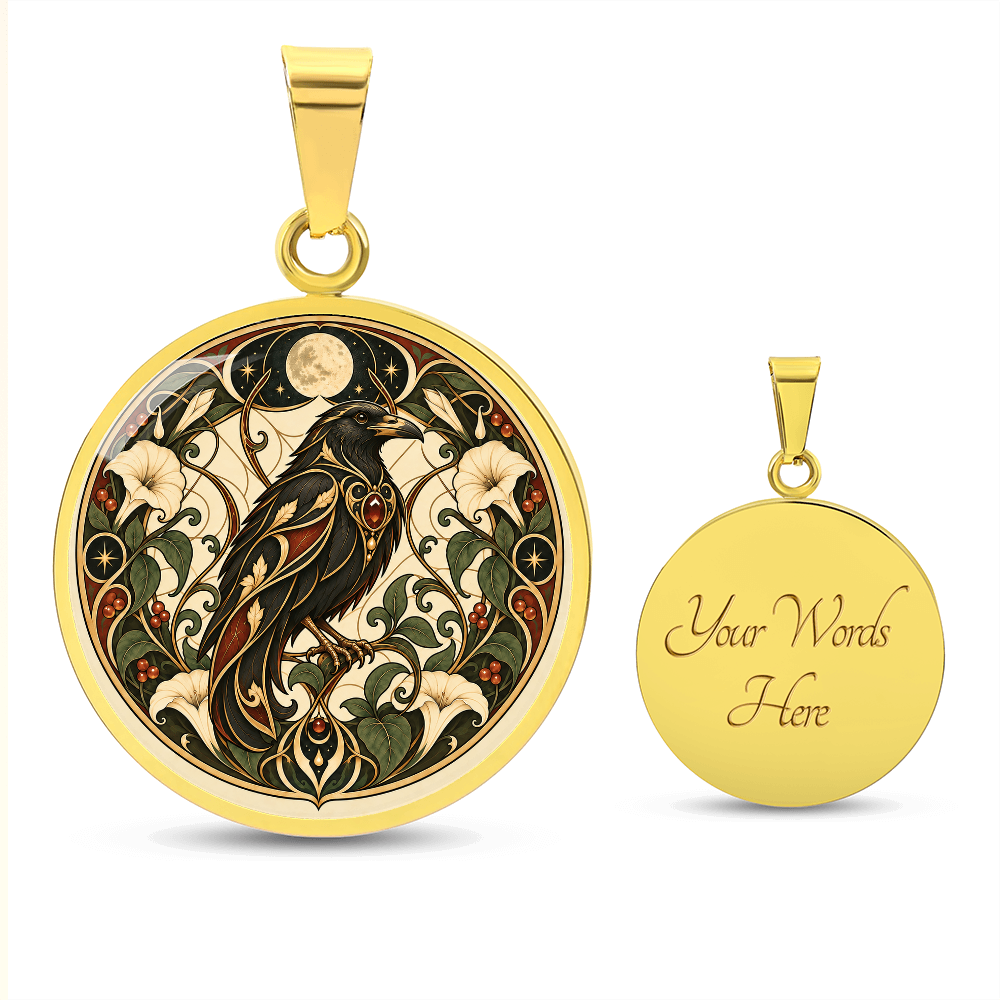 Moonlit Raven Necklace | Art Nouveau Celestial Pendant
