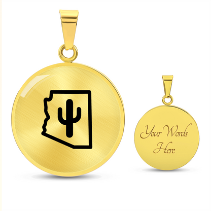 Arizona Cactus Necklace – Minimalist Arizona State Pendant Gift for Desert & Southwest Lovers