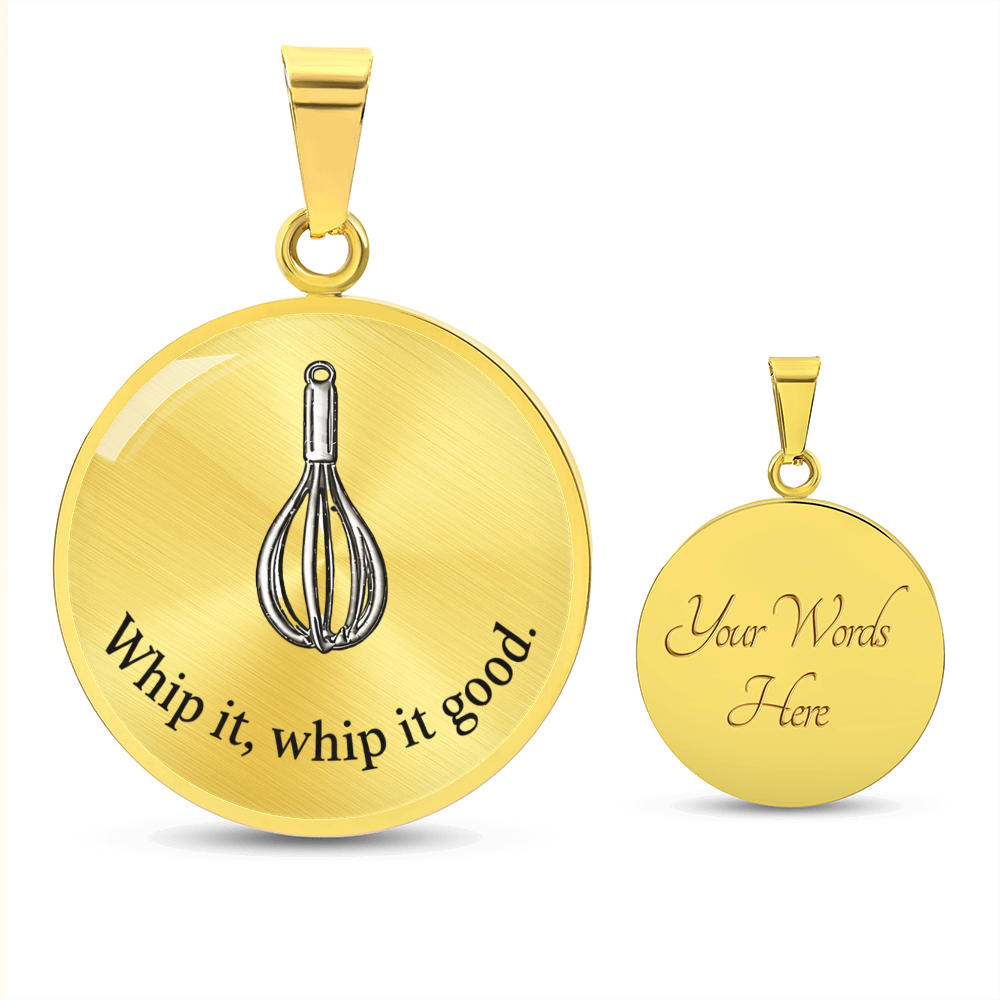 Whisk Outline Circle Necklace – Minimalist Baking Pendant Gift for Baking Lovers