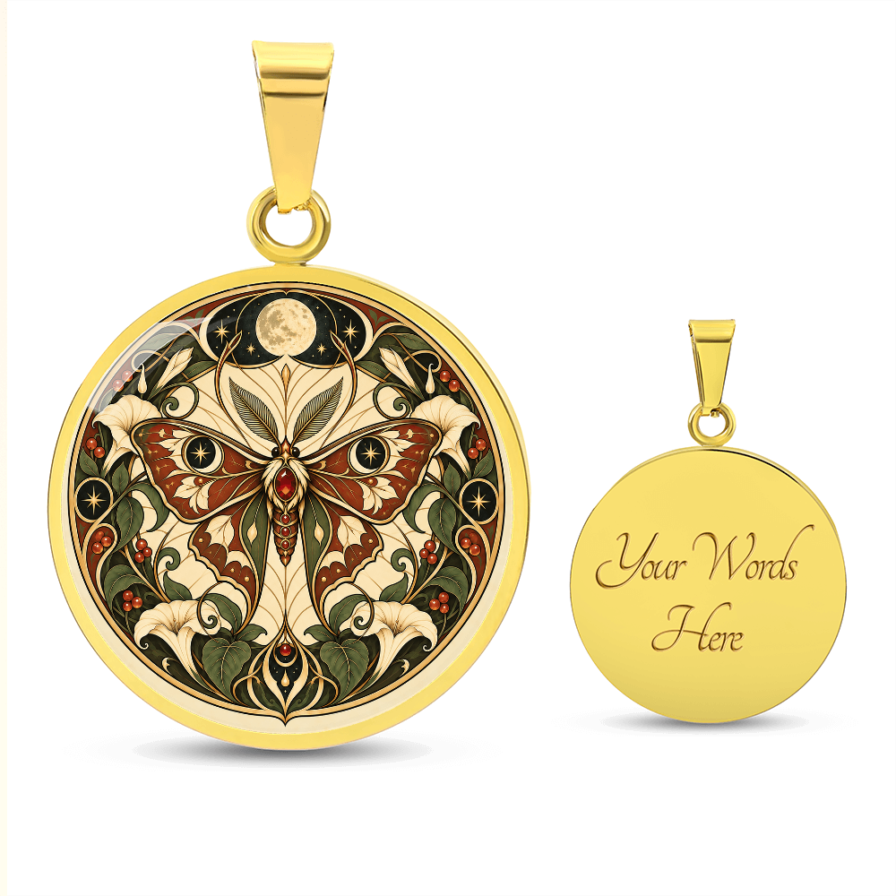 Moonlit Moth Necklace | Art Nouveau Celestial Pendant