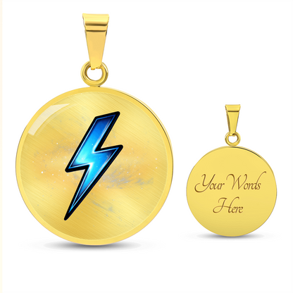 Lightning Bolt Thunder Necklace – Luxury Graphic Circle Pendant, Flash Thunderbolt Charm, Strength & Power Necklace for Her