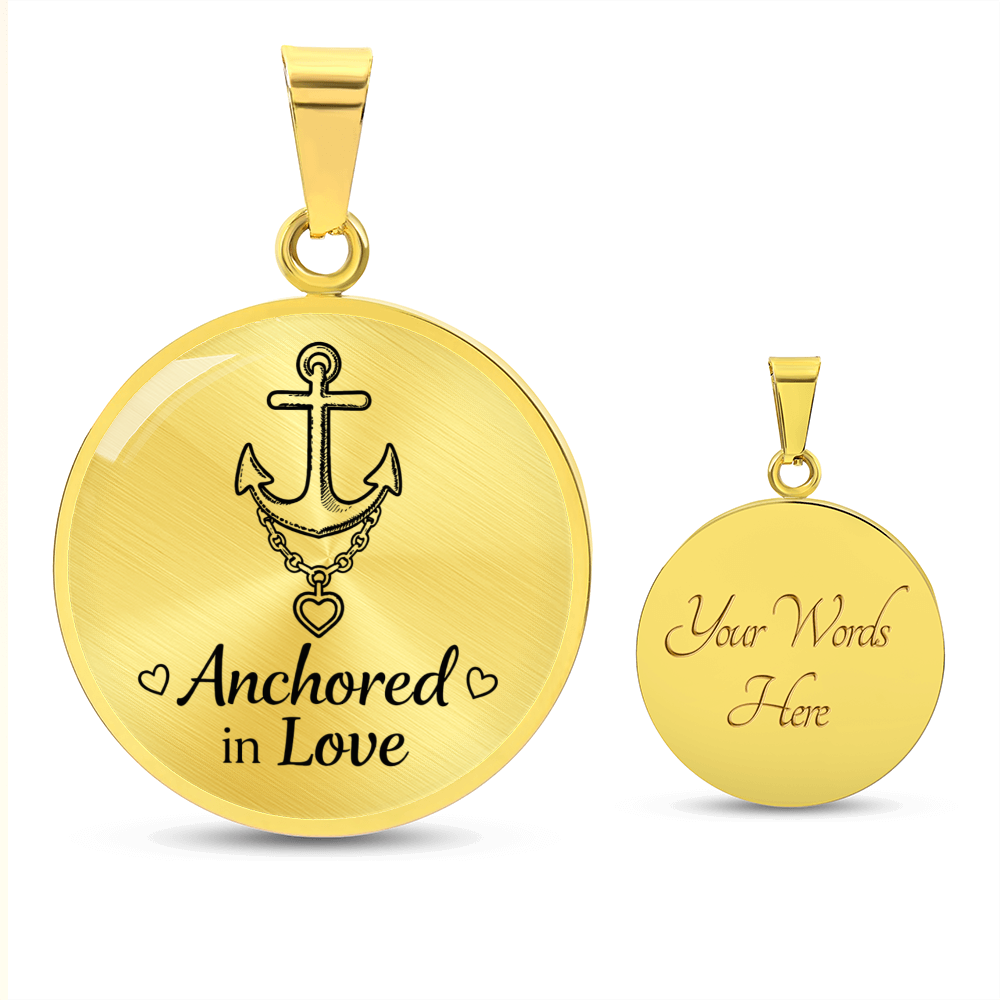 Refuse to Sink Circle Necklace – “Hope Anchors the Soul” Anchor & Heart Christian Pendant
