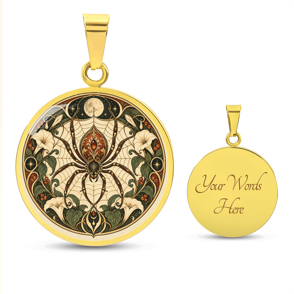 Moonlit Spider Necklace | Art Nouveau Celestial Pendant