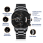 Christian Black Chronograph Watch – “You Are Never Alone” | Personalized Engraved Men's Faith Gift