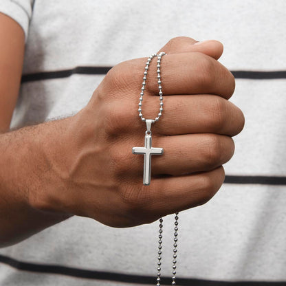 "If You Have Time to Worry, You Have Time to Pray" – Artisan-Crafted Cross Necklace with Ball Chain