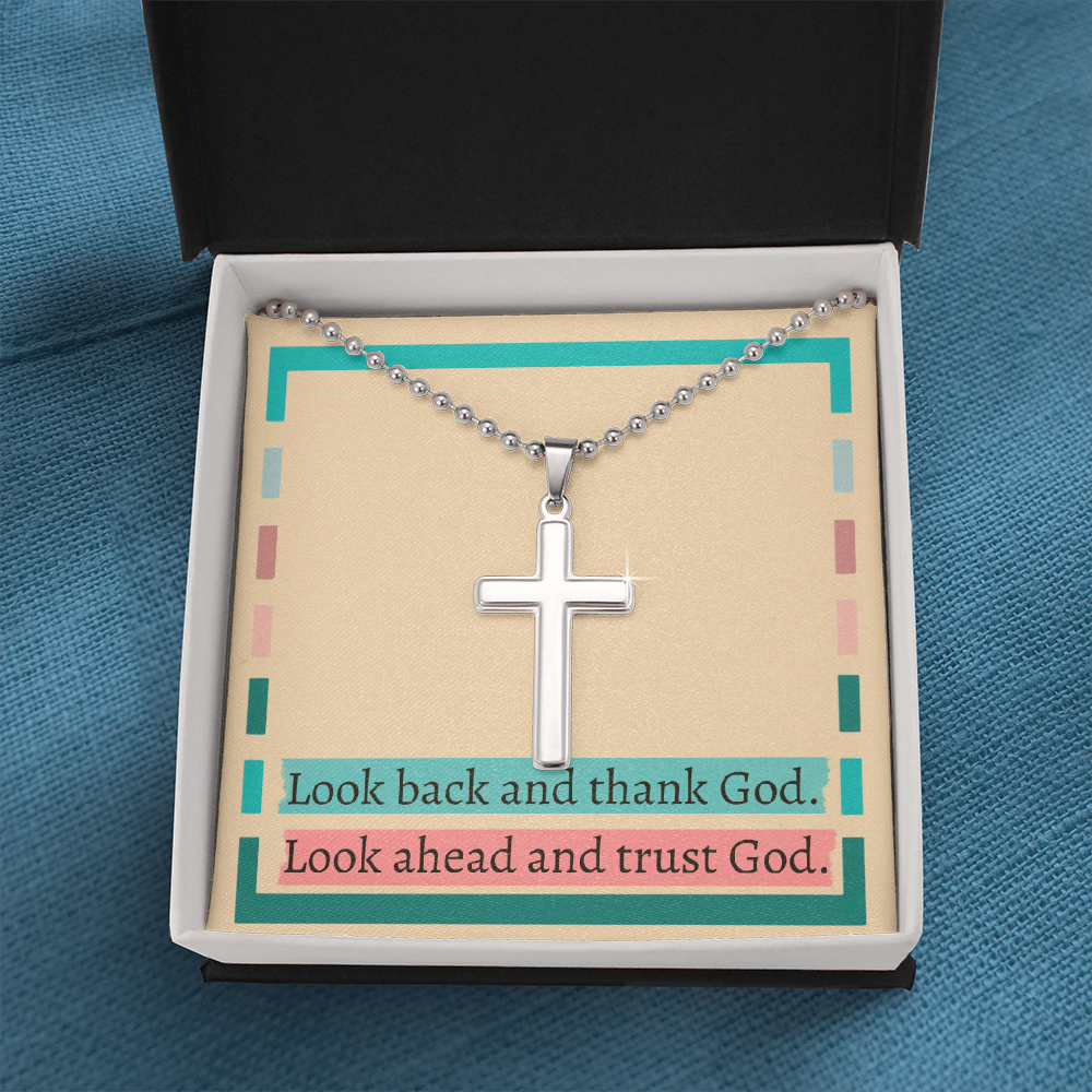 Polished silver cross necklace on ball chain for daily wear