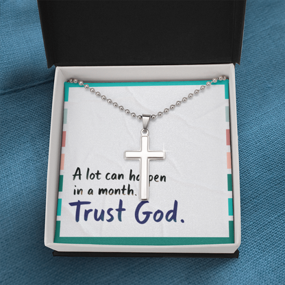 “Trust God” Artisan Cross Necklace – Faith Over Fear
