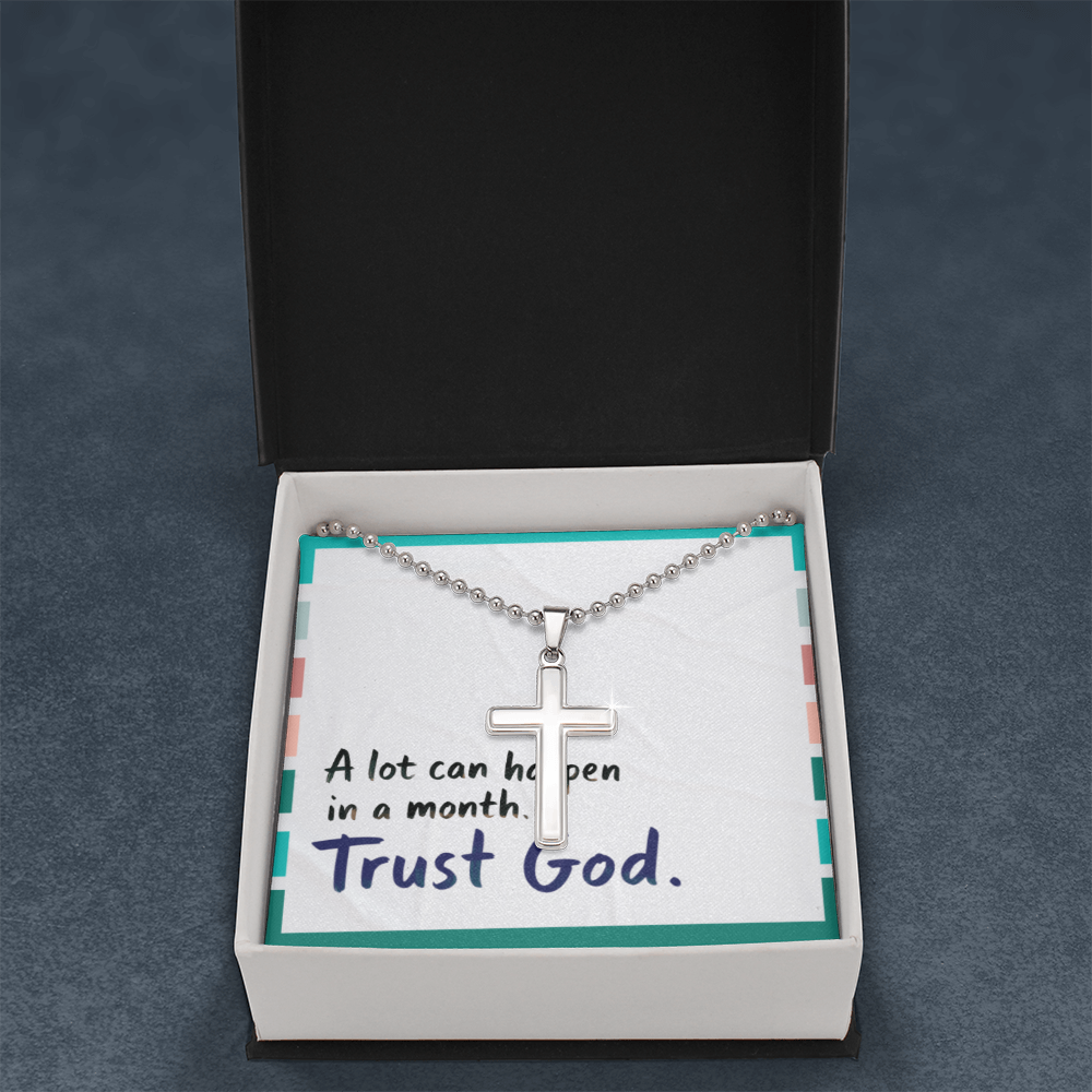 “Trust God” Artisan Cross Necklace – Faith Over Fear