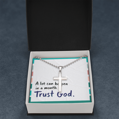 “Trust God” Artisan Cross Necklace – Faith Over Fear