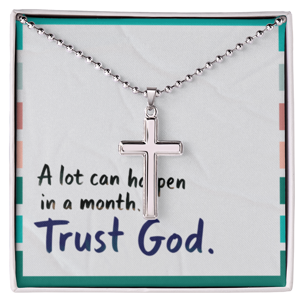 “Trust God” Artisan Cross Necklace – Faith Over Fear