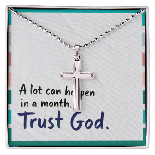 “Trust God” Artisan Cross Necklace – Faith Over Fear