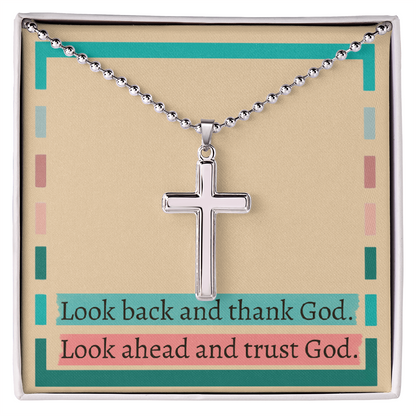 “Trust God Always” stainless steel cross necklace gift for faith