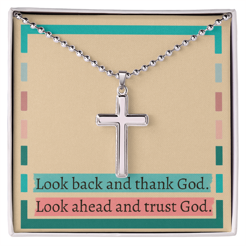 “Trust God Always” stainless steel cross necklace gift for faith