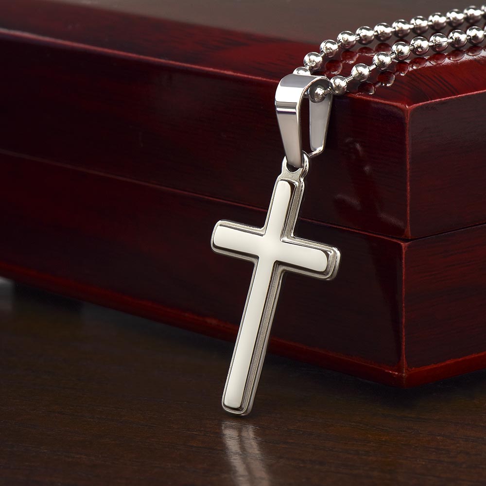 "If You Have Time to Worry, You Have Time to Pray" – Artisan-Crafted Cross Necklace with Ball Chain