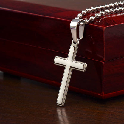 "If You Have Time to Worry, You Have Time to Pray" – Artisan-Crafted Cross Necklace with Ball Chain