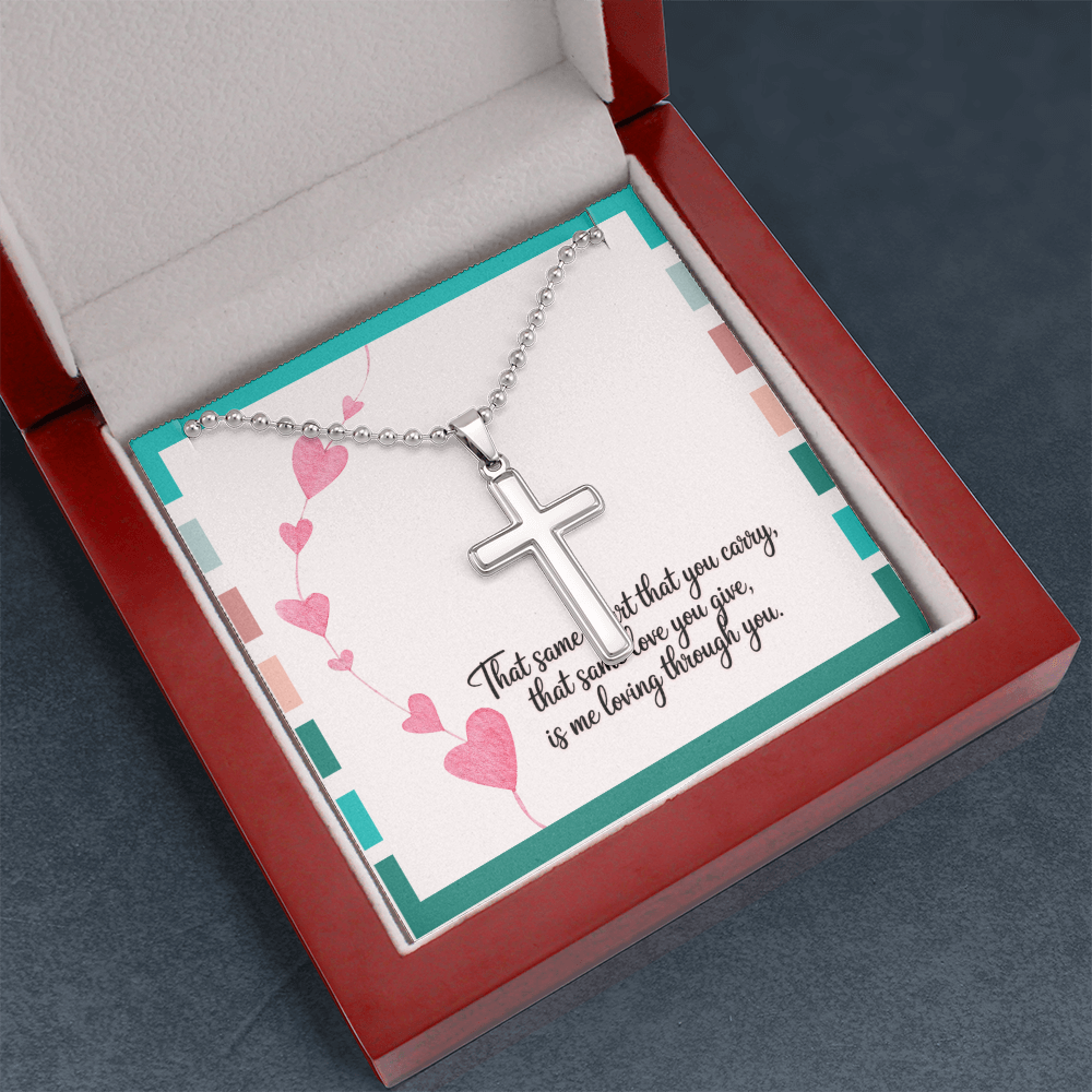 Cross necklace reminding you that love is God working through you