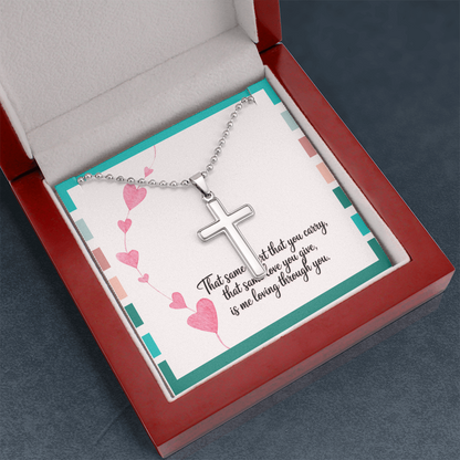 Cross necklace reminding you that love is God working through you