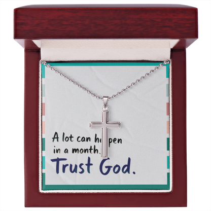 “Trust God” Artisan Cross Necklace – Faith Over Fear