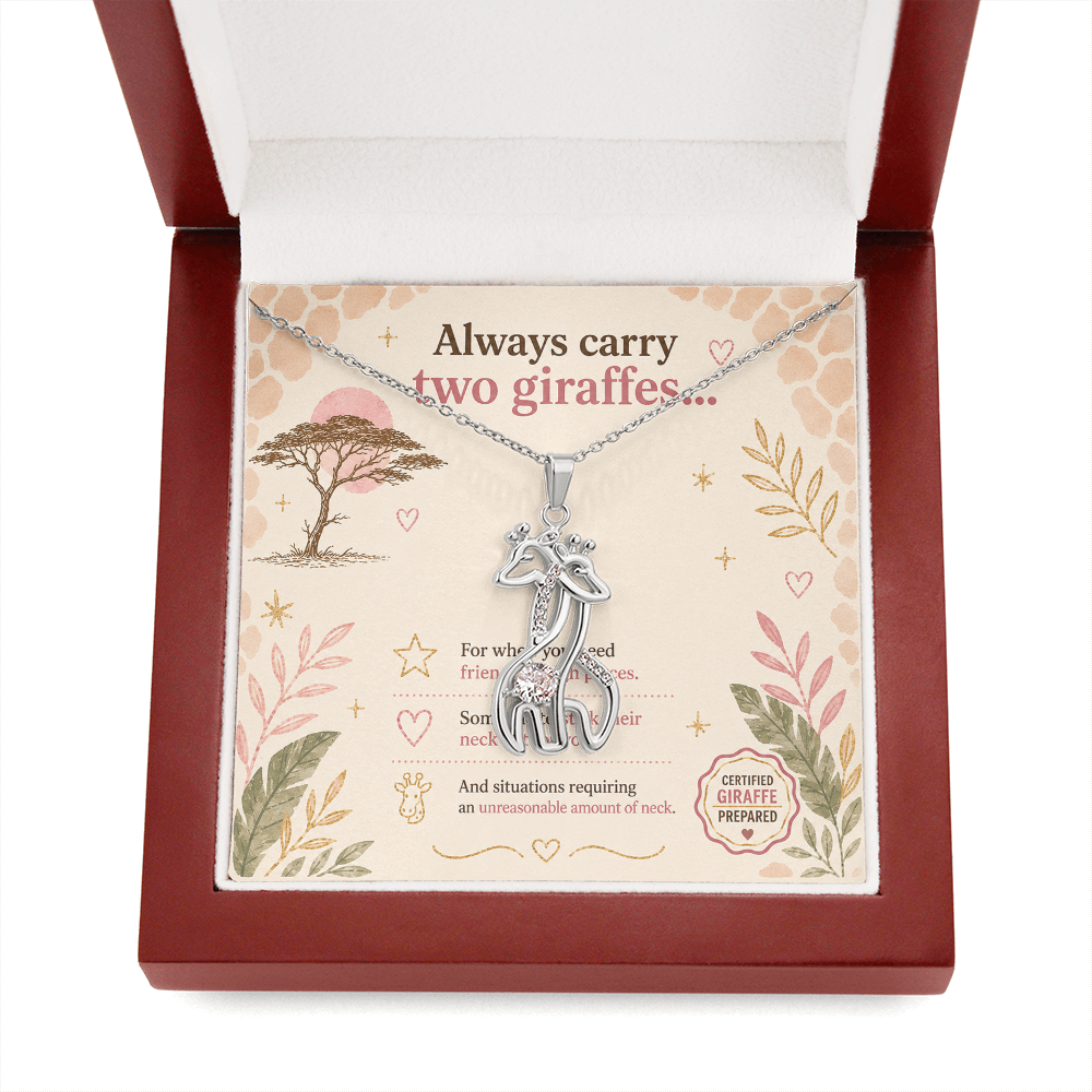 Always Carry Two Giraffes Necklace | Funny Friendship Gift for Best Friends, Sisters & Giraffe Lovers
