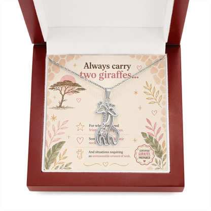 Always Carry Two Giraffes Necklace | Funny Friendship Gift for Best Friends, Sisters & Giraffe Lovers