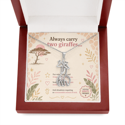 Always Carry Two Giraffes Necklace | Funny Friendship Gift for Best Friends, Sisters & Giraffe Lovers