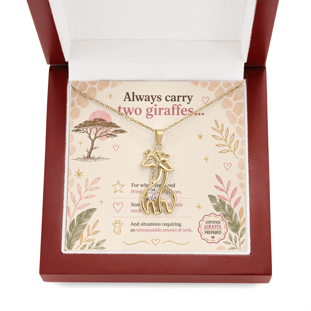 Always Carry Two Giraffes Necklace | Funny Friendship Gift for Best Friends, Sisters & Giraffe Lovers