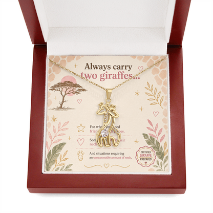 Always Carry Two Giraffes Necklace | Funny Friendship Gift for Best Friends, Sisters & Giraffe Lovers