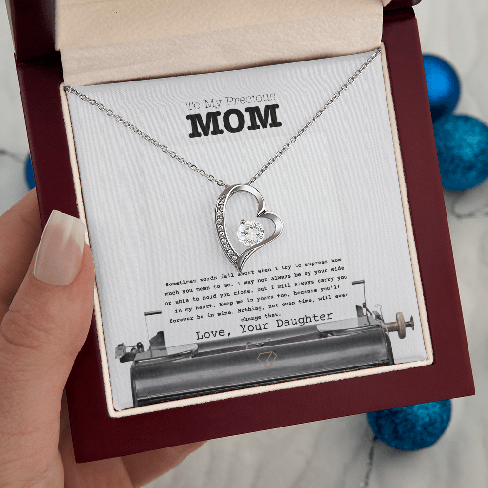 Forever Love Necklace for Mom – “To My Precious Mom” Message Card | Sentimental Gift From Daughter | Mother's Day, Birthday & Christmas Jewelry