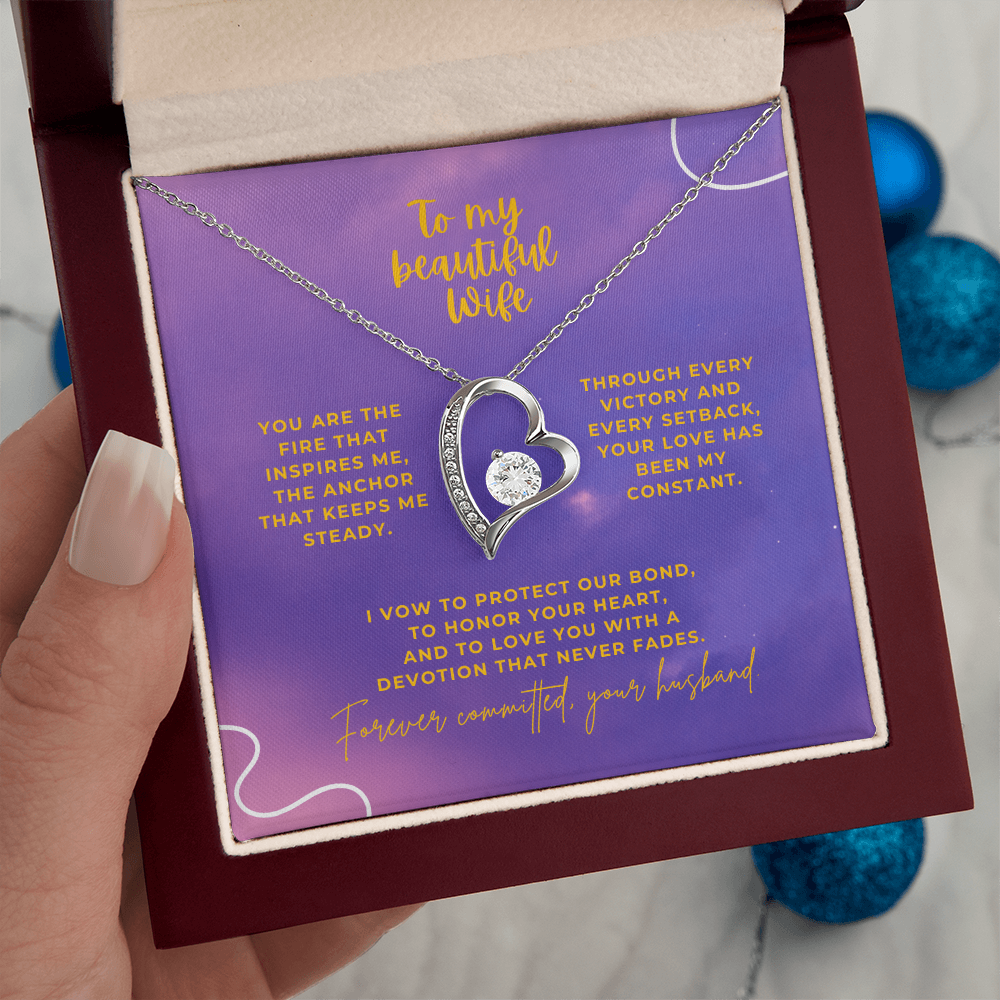 To My Beautiful Wife – Forever Committed Forever Love Necklace