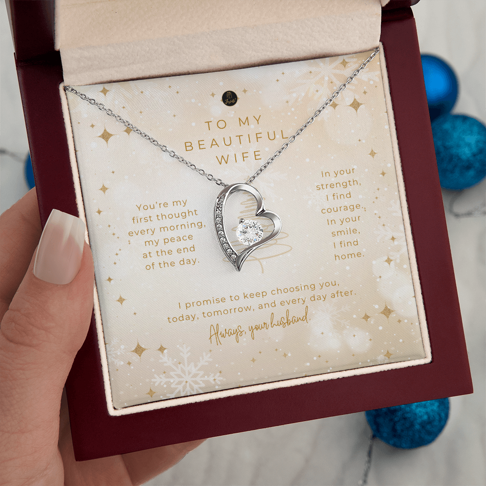 To My Beautiful Wife – Christmas Forever Love Necklace (Holiday Edition)