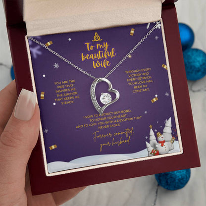 To My Beautiful Wife – Christmas Forever Love Necklace (Holiday Edition)