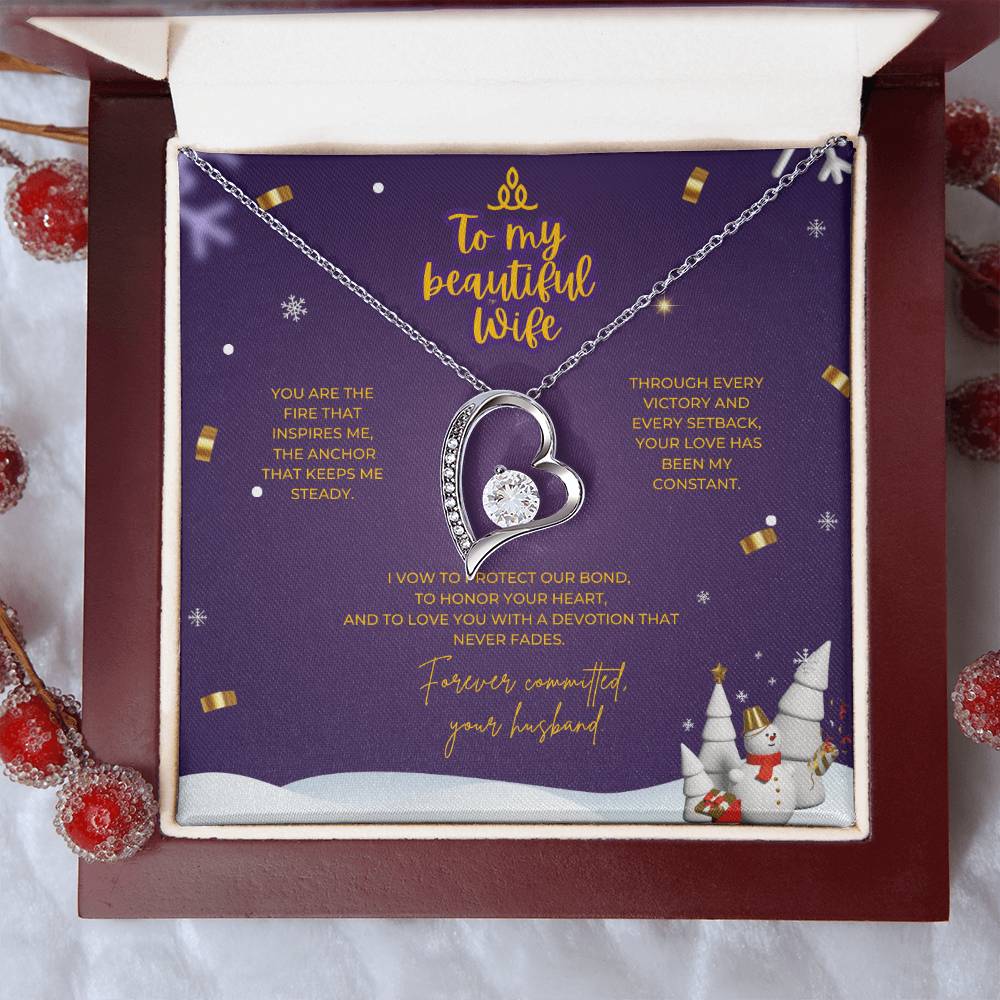 To My Beautiful Wife – Christmas Forever Love Necklace (Holiday Edition)