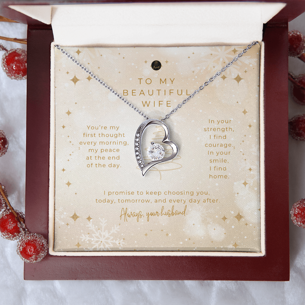To My Beautiful Wife – Christmas Forever Love Necklace (Holiday Edition)