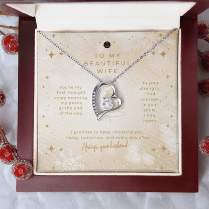 To My Beautiful Wife – Christmas Forever Love Necklace (Holiday Edition)