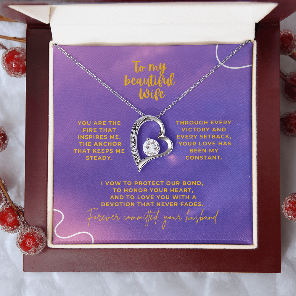 To My Beautiful Wife – Forever Committed Forever Love Necklace
