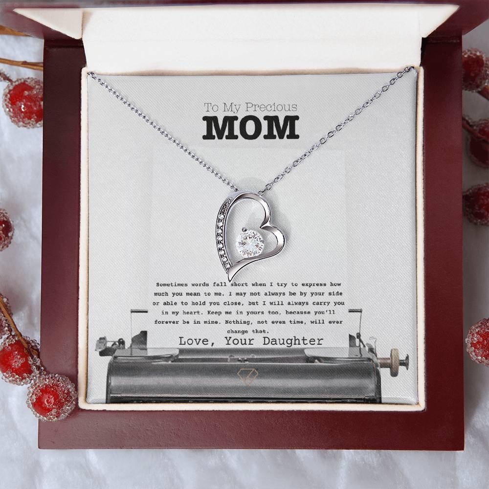 Forever Love Necklace for Mom – “To My Precious Mom” Message Card | Sentimental Gift From Daughter | Mother's Day, Birthday & Christmas Jewelry