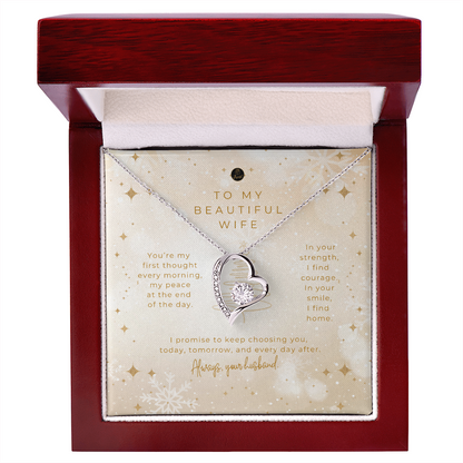To My Beautiful Wife – Christmas Forever Love Necklace (Holiday Edition)
