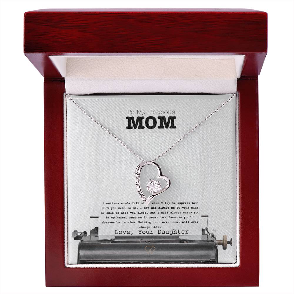 Forever Love Necklace for Mom – “To My Precious Mom” Message Card | Sentimental Gift From Daughter | Mother's Day, Birthday & Christmas Jewelry