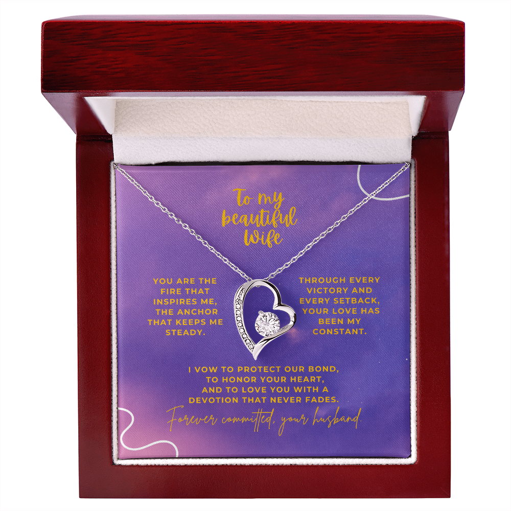 To My Beautiful Wife – Forever Committed Forever Love Necklace