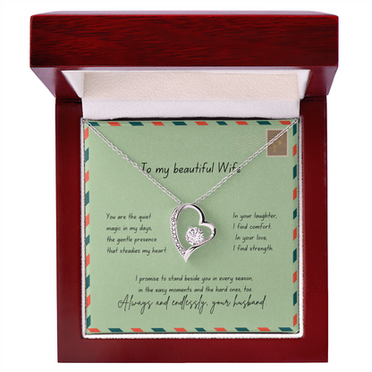 To My Beautiful Wife – Always & Endlessly Forever Love Necklace