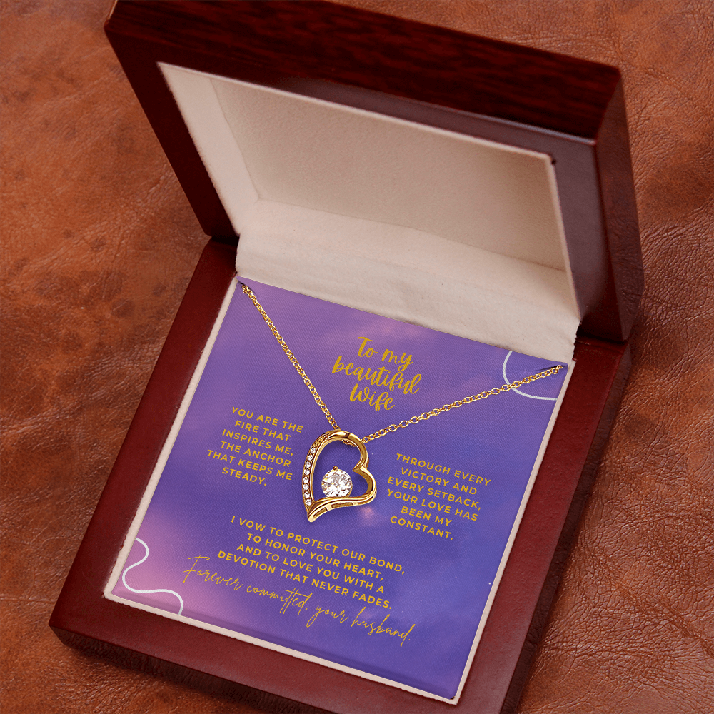 To My Beautiful Wife – Forever Committed Forever Love Necklace