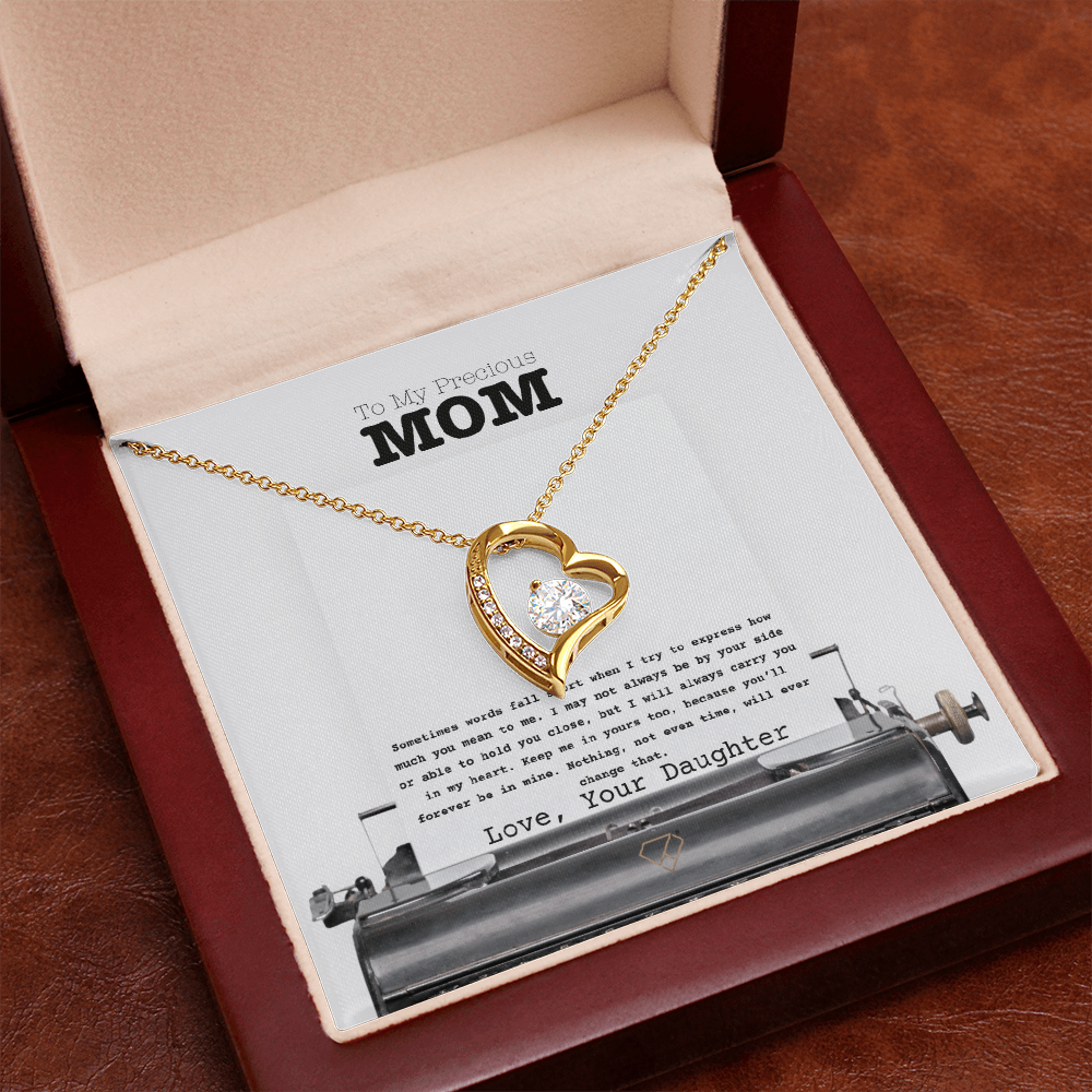 Forever Love Necklace for Mom – “To My Precious Mom” Message Card | Sentimental Gift From Daughter | Mother's Day, Birthday & Christmas Jewelry