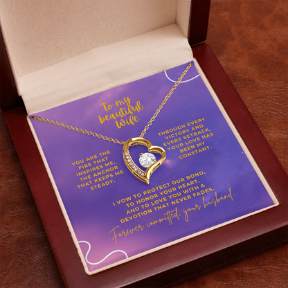 To My Beautiful Wife – Forever Committed Forever Love Necklace