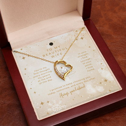 To My Beautiful Wife – Christmas Forever Love Necklace (Holiday Edition)