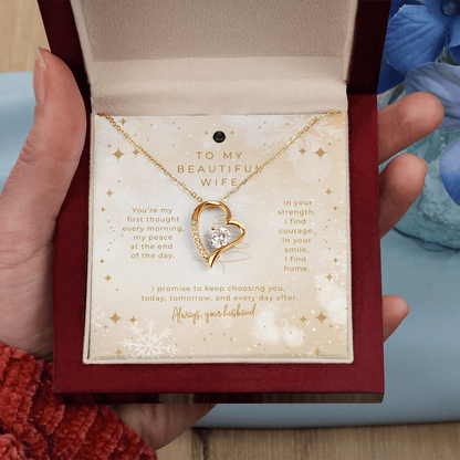 To My Beautiful Wife – Christmas Forever Love Necklace (Holiday Edition)