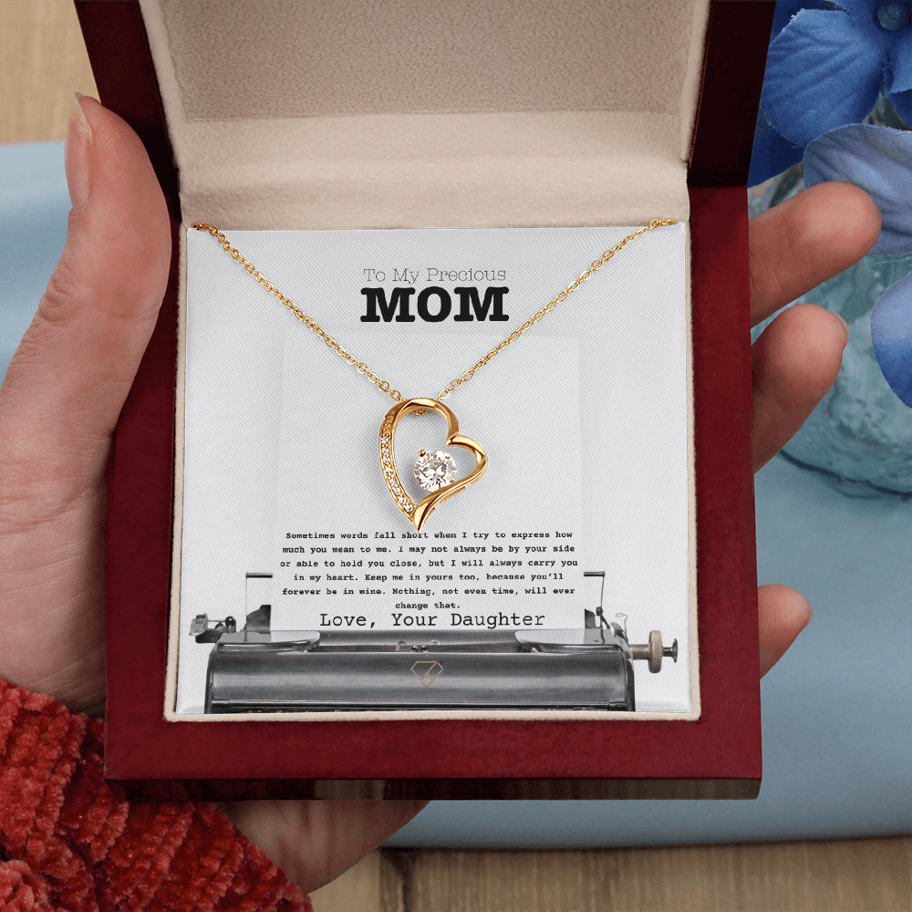 Forever Love Necklace for Mom – “To My Precious Mom” Message Card | Sentimental Gift From Daughter | Mother's Day, Birthday & Christmas Jewelry