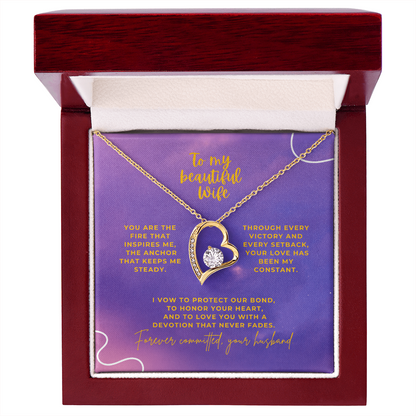 To My Beautiful Wife – Forever Committed Forever Love Necklace