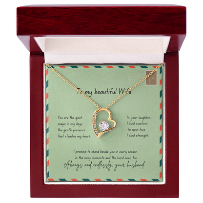 To My Beautiful Wife – Always & Endlessly Forever Love Necklace