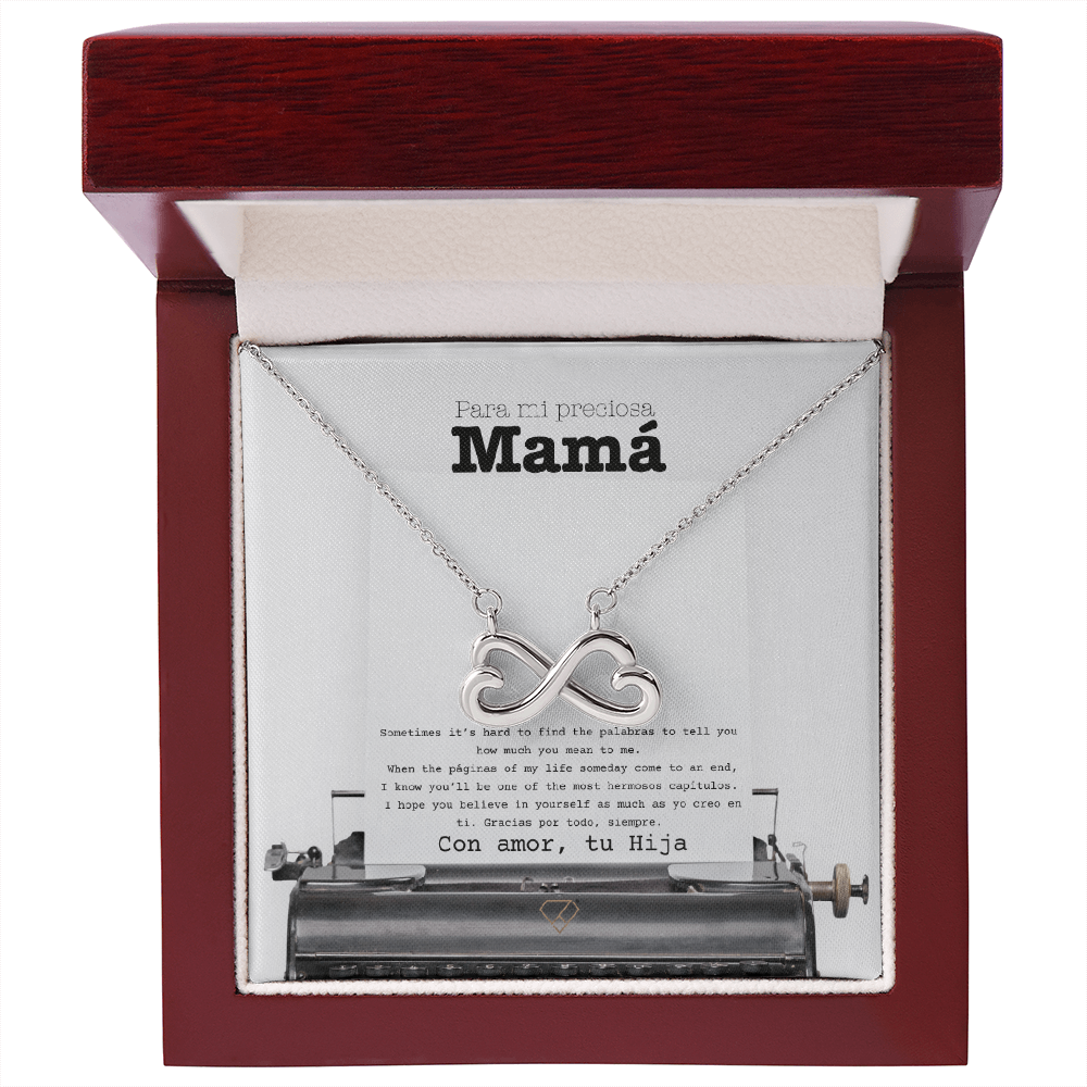 Endless Love Necklace for Mom – Spanglish “Para mi preciosa Mamá” Message Card | Meaningful Latina Mother's Gift From Daughter | Mother's Day, Birthday & Christmas Jewelry
